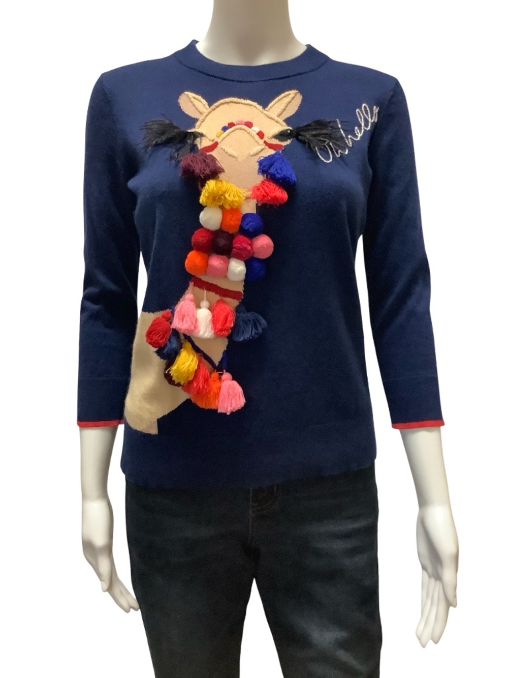 Kate Spade Blue Llama Sweater Size: XS